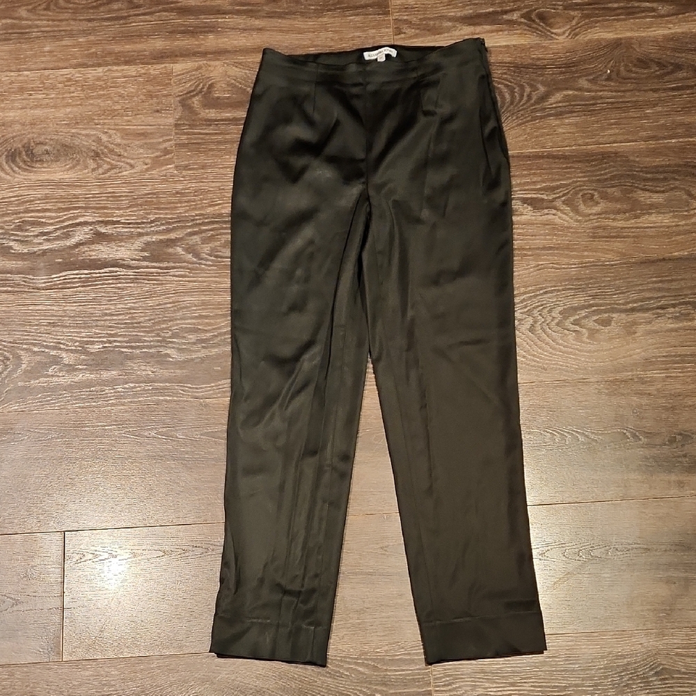 ❤️  ALEXANDRA ROSATI VINTAGE SATIN HIGH RISE STRAIGHT LEG PANTS, 14 (32)